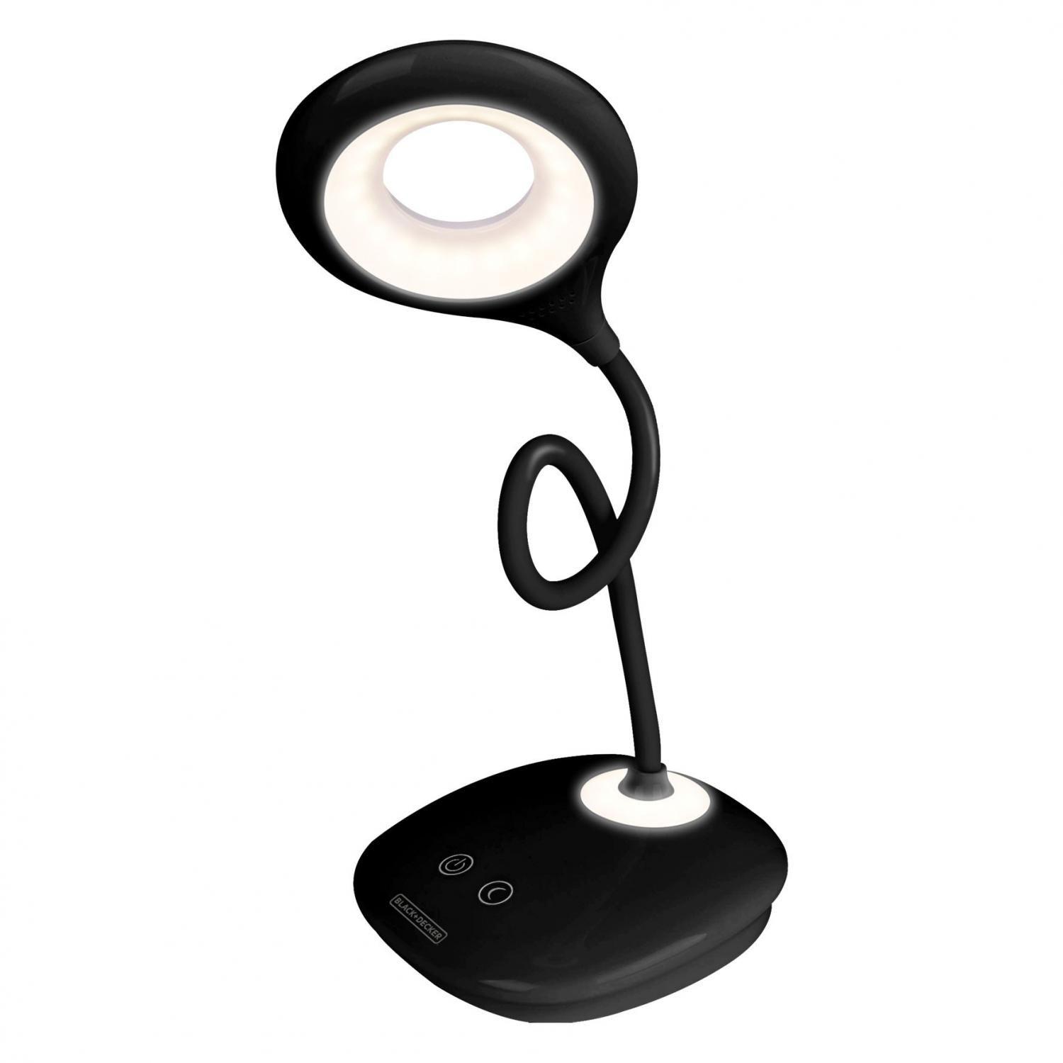 Luminária de Mesa LED 3 Intensidades Touch Recarregável Preta Black