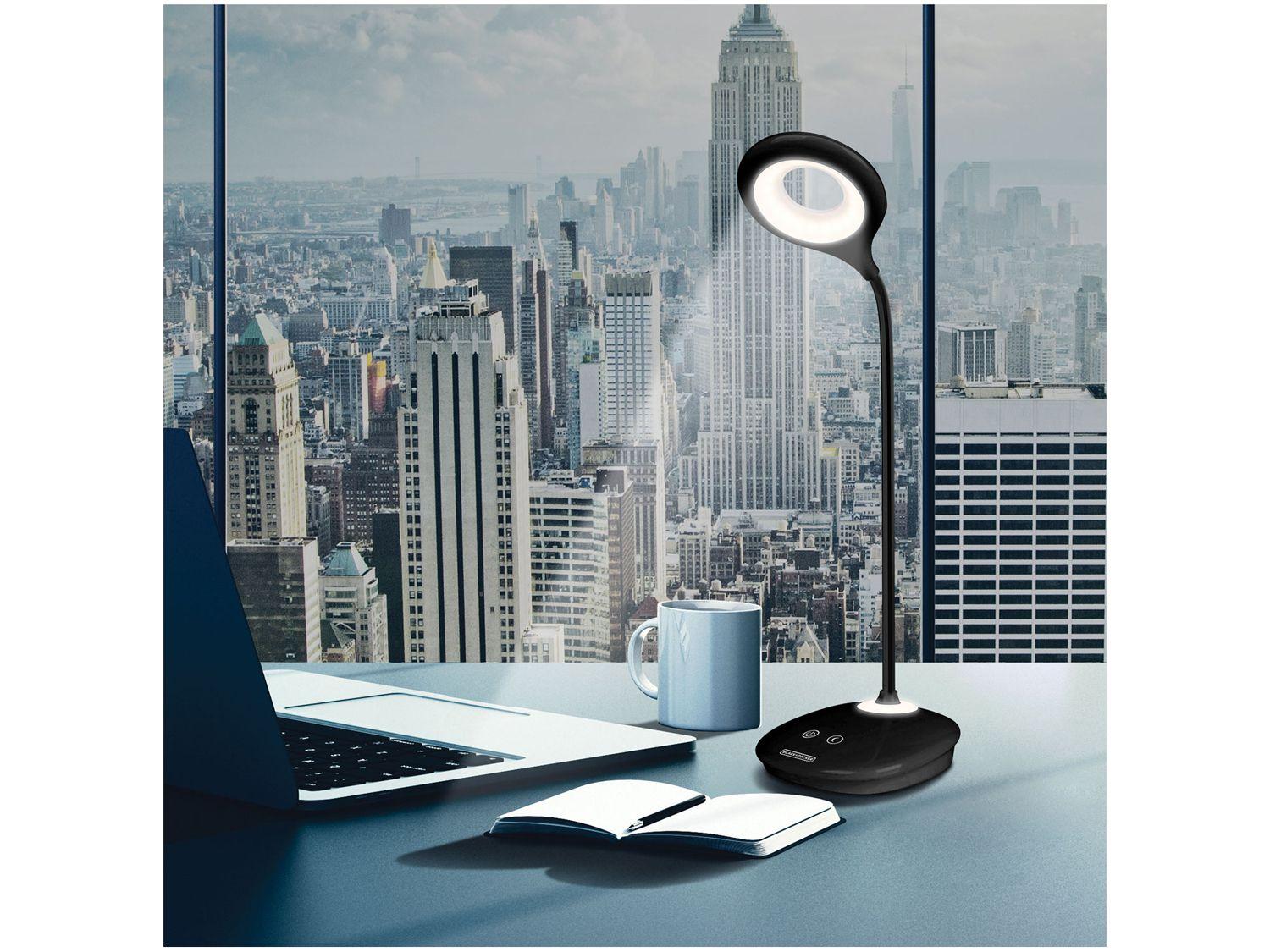 Luminária de Mesa LED 3 Intensidades Touch Recarregável Preta Black