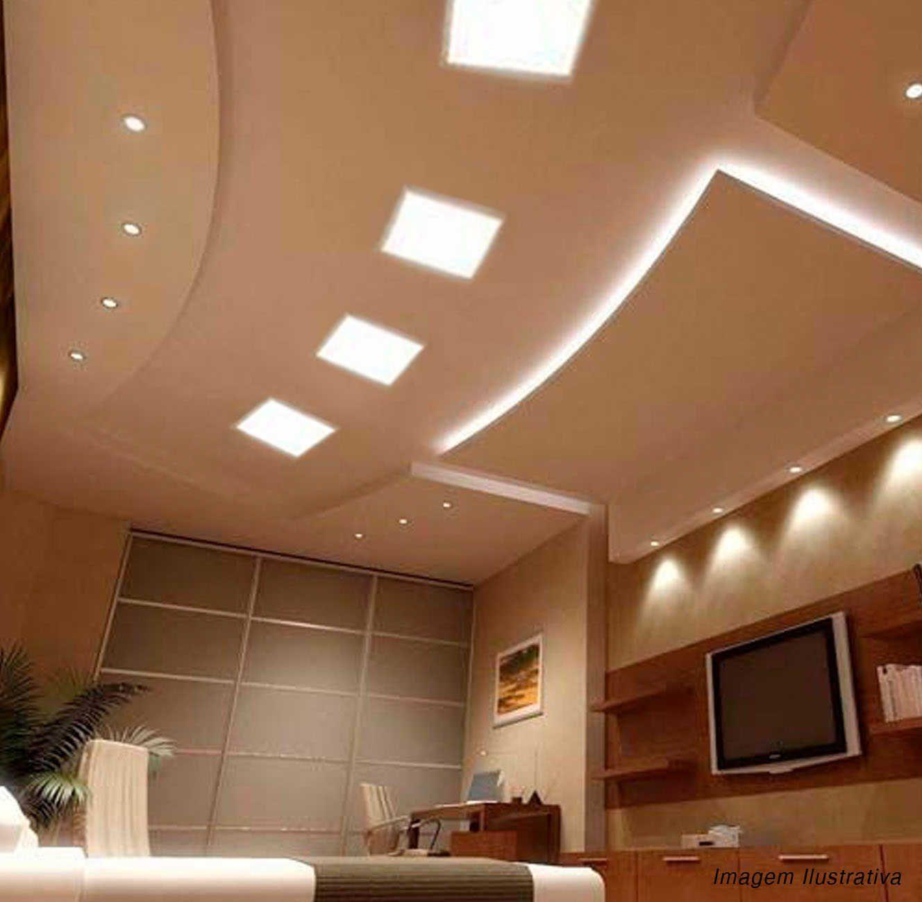 Luminária Led Quadrada Branco Frio 6500K 12W Bivolt + Reator Embutir