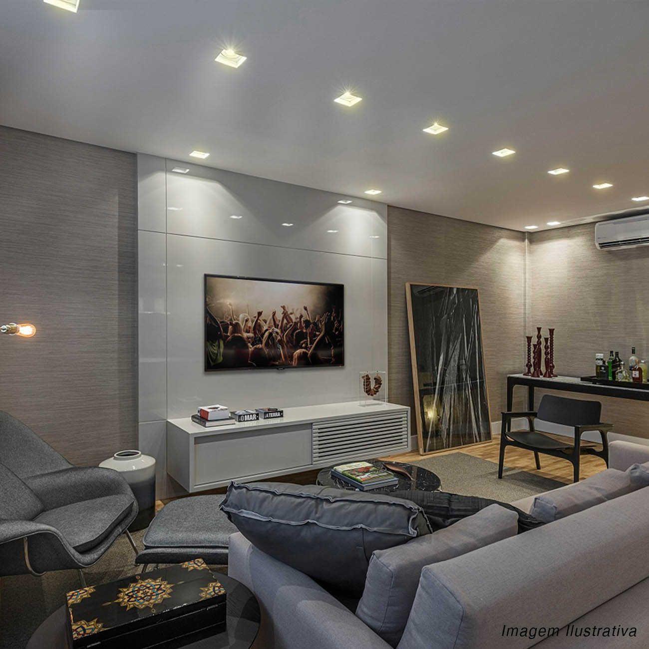 Luminária LED Spot 7W Quadrada 3500K Amarela Direcionável 630 Lúmens ...