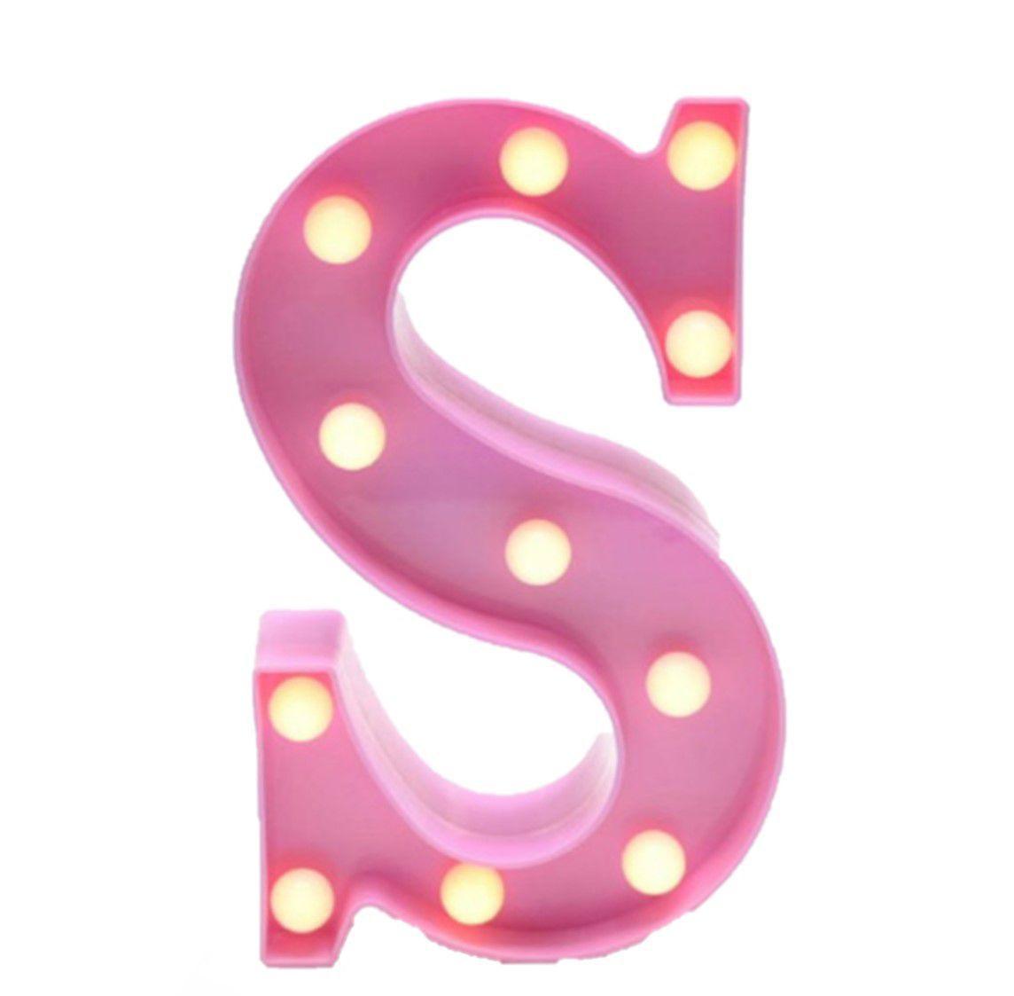 Luminária Letra S Led Decorativa Rosa Bebê 22cm Decoração Festa - Limp Plastic - Luminária - Magazine Luiza