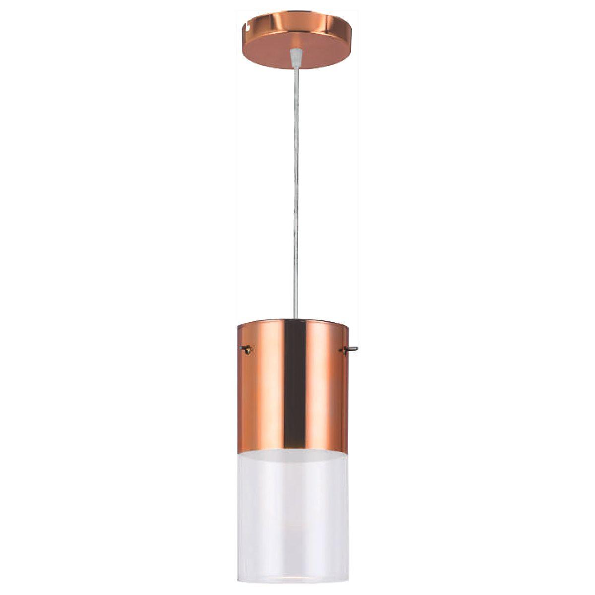 Luminária Pendente First Vidro Cobre/Transparente Bronzearte E27 Lcg