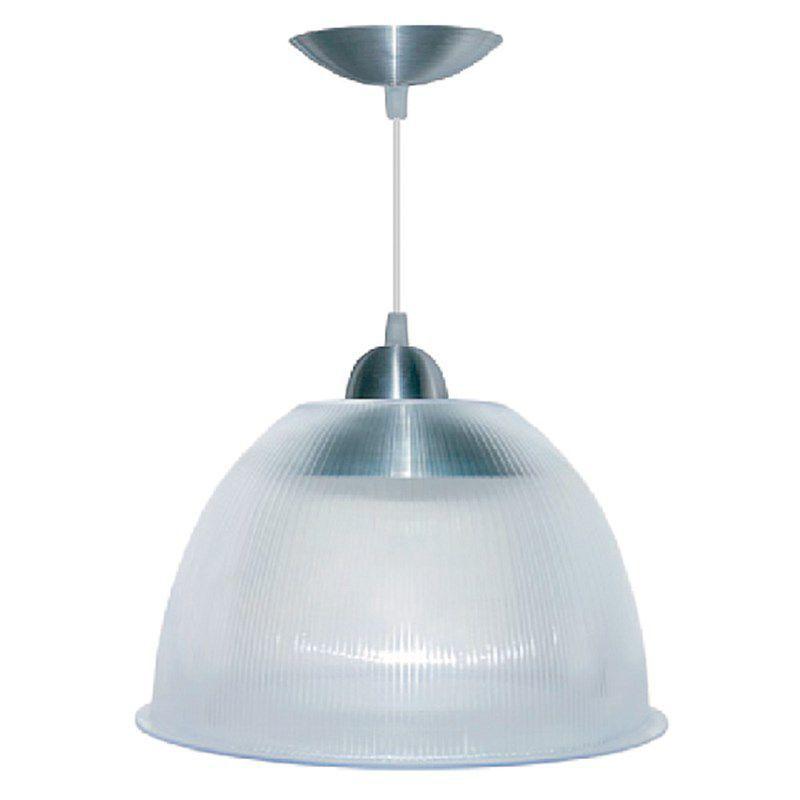 Luminária Prismática de 12” Cristal com Pendente em Alumínio Escovado