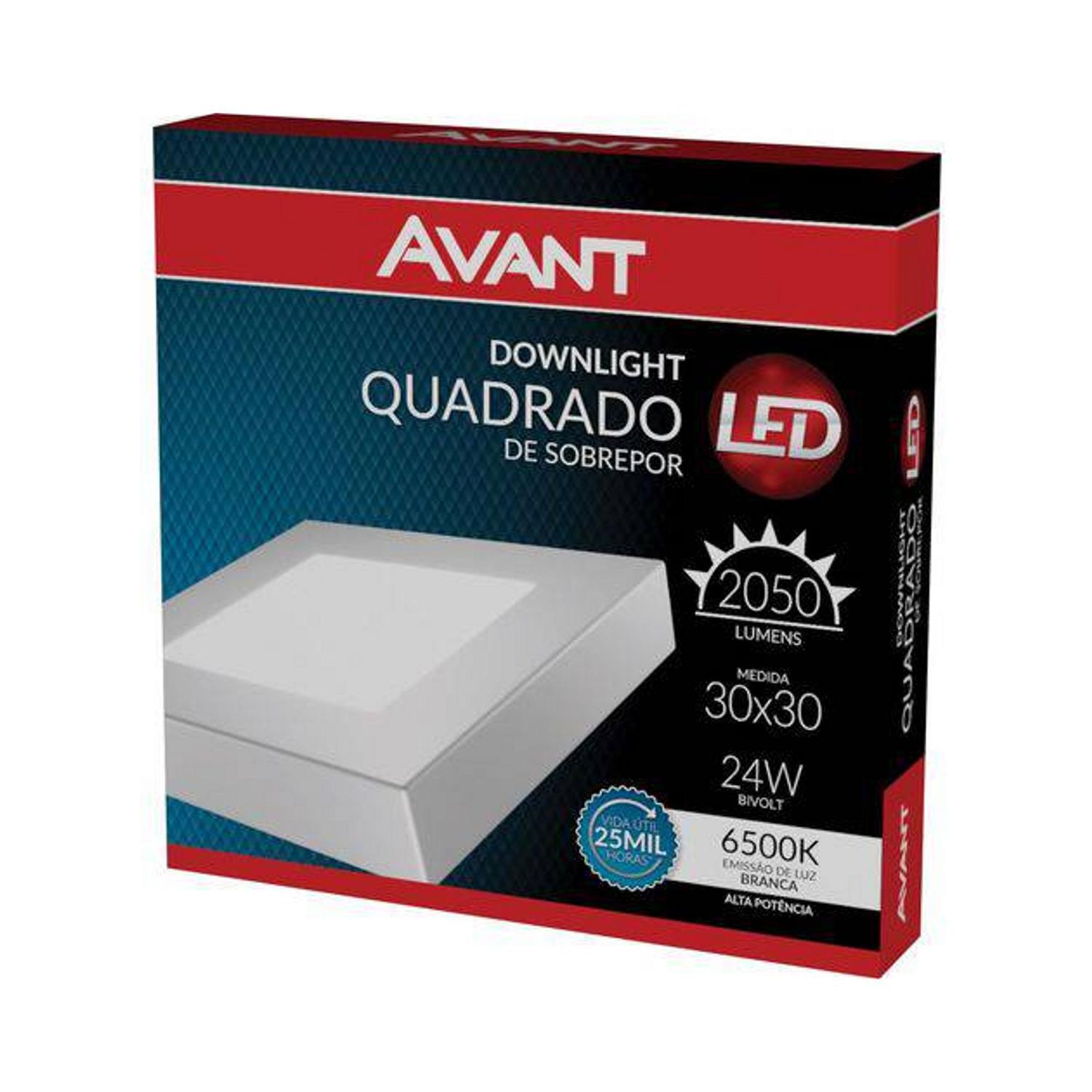 Luminária Sobrepor Led Downlight Quadrada 24w Avant 30 CM X 30 CM 6500K
