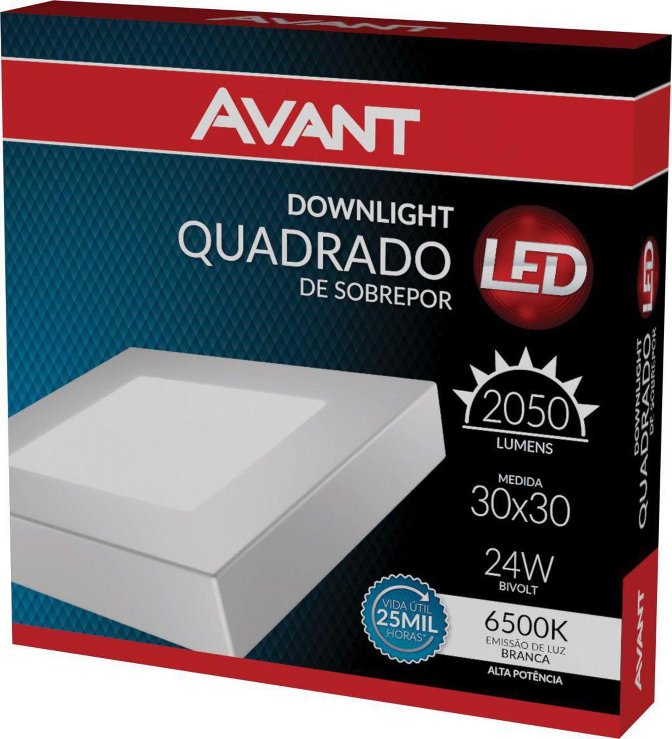 Luminária Sobrepor Led Downlight Quadrada 24w Avant Luminária