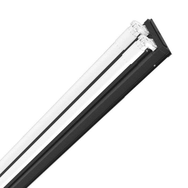 Luminária Sobrepor Tubular 2 Lâmpadas Retangular 124cm Preto Lumepetro