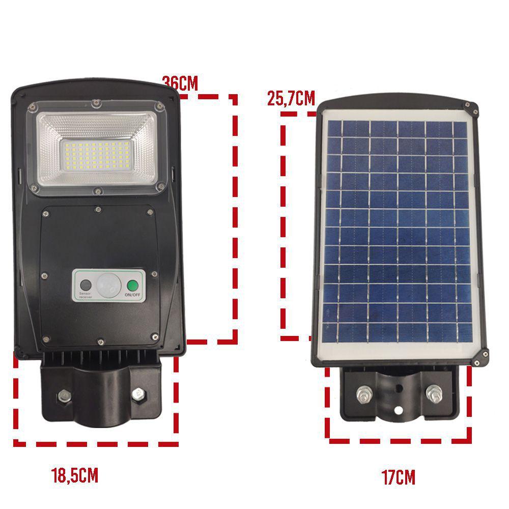 Luminaria Solar 60w Poste Led Controle e Sensor de Movimento Jardins