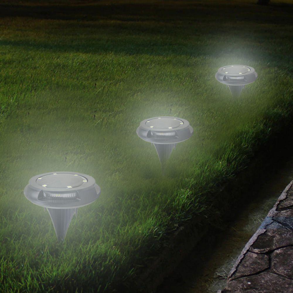 Luminaria Solar Espeto Jardim 10 leds Sensor de proximidade Branco Frio