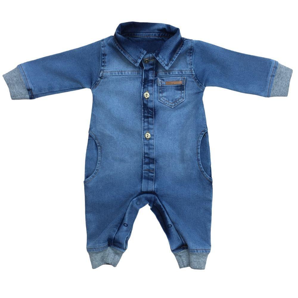 Macacao Bebe Menino Jeans Pequeno Charme Moda Infantil Magazine Luiza