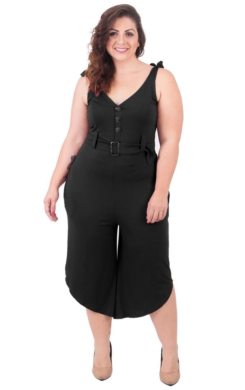 macacão feminino curto plus size