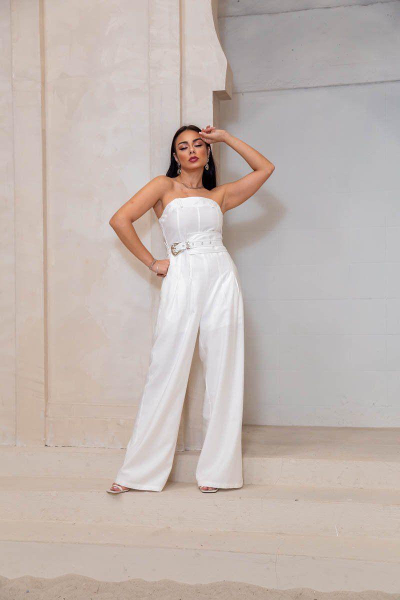 Macacão Branco Macacao Longo Para Ano Novo Macaquinho Feminino