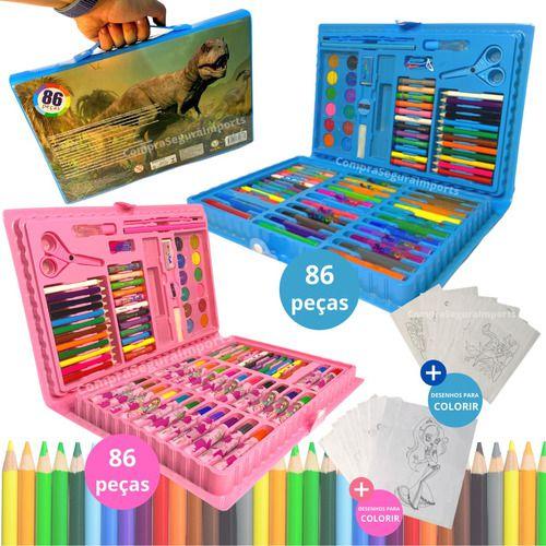 Maleta De Pintura Infantil Estojo Para Colorir Com Desenho