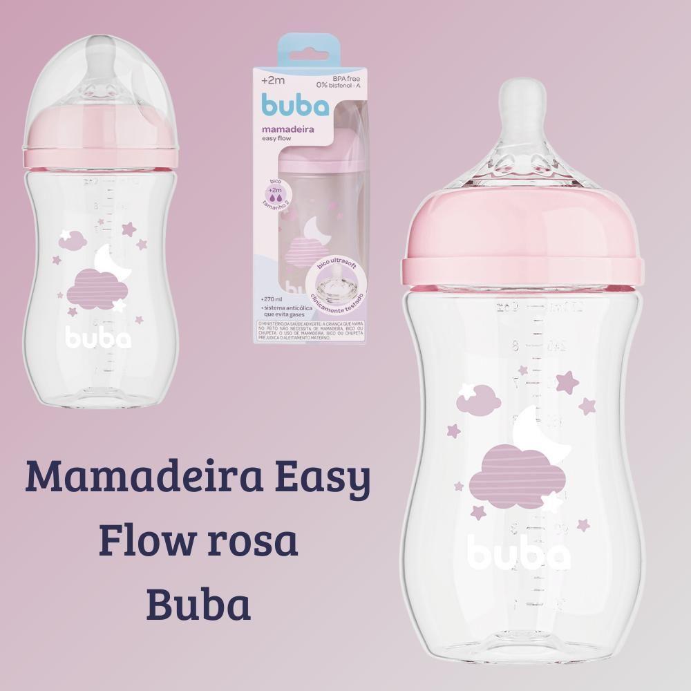 Mamadeira easy flow nuvem rosa 270ml bico tamanho 2 bebês +2 Mamadeira easy flow nuvem rosa 270ml bico tamanho 2 bebês +2