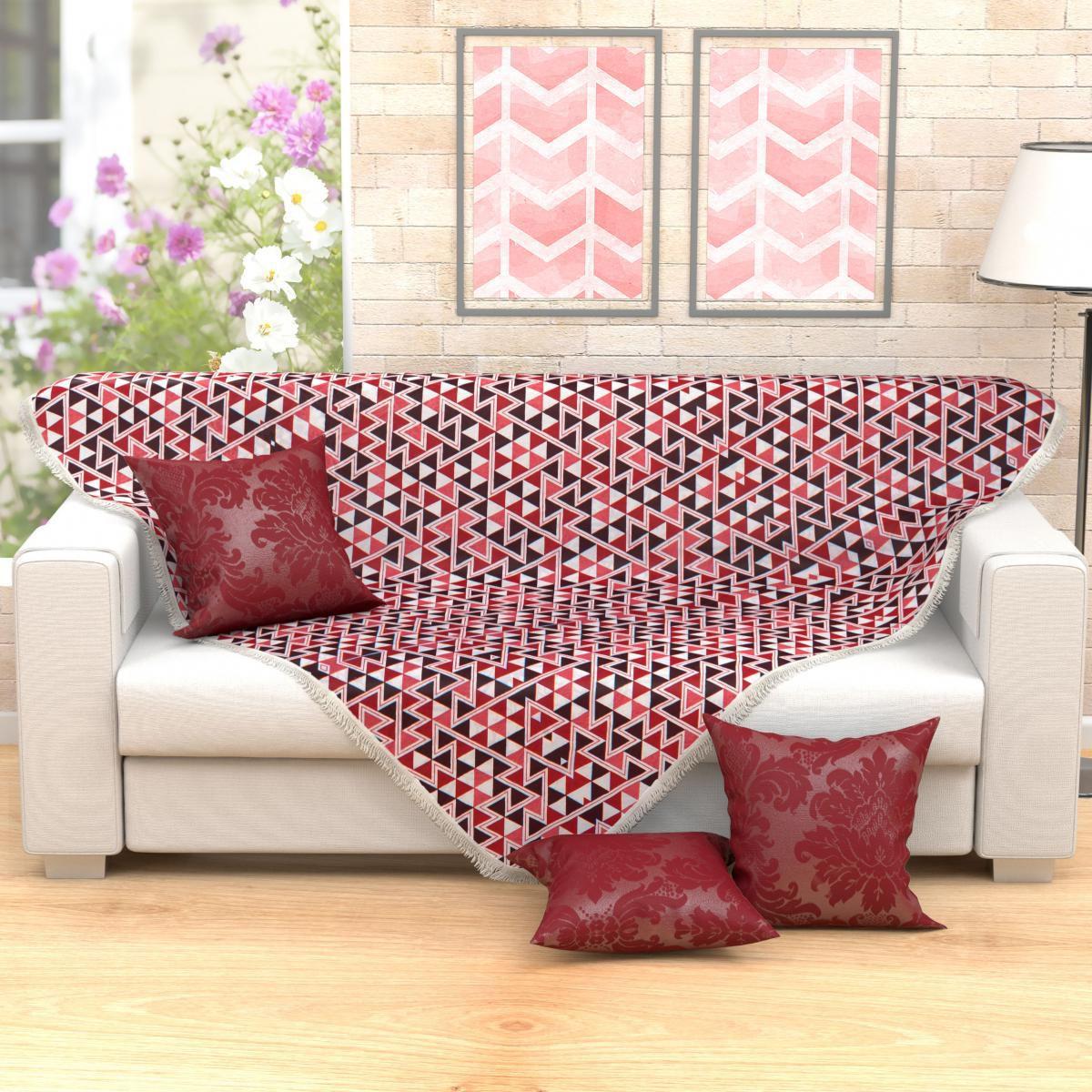 Manta para Sofá Vermelha Estampada 1,50m x 1,50m + 3 Almofadas Decorativas  45cm x 45cm com refil - Moda Casa Enxovais - Manta - Magazine Luiza