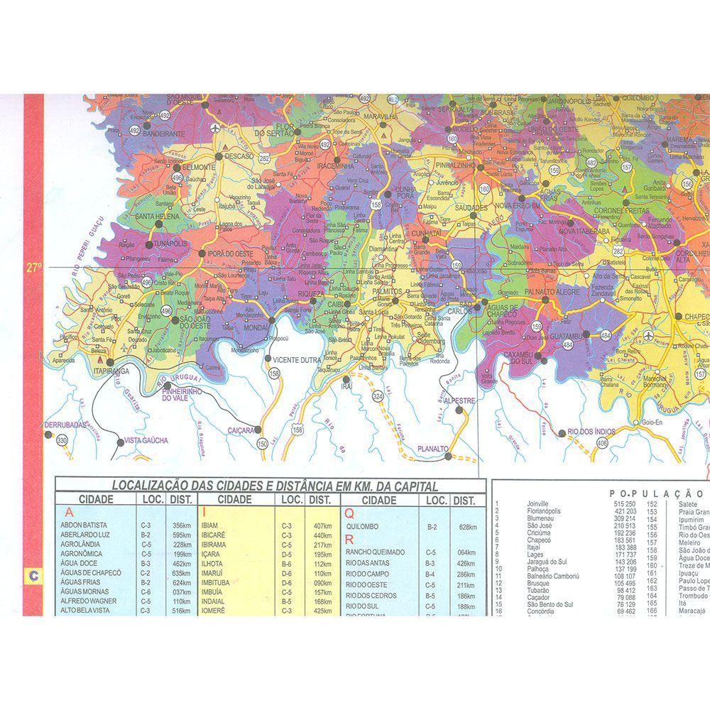 Mapa Estado Santa Catarina Político Rodoviário Atualizado Multimapas