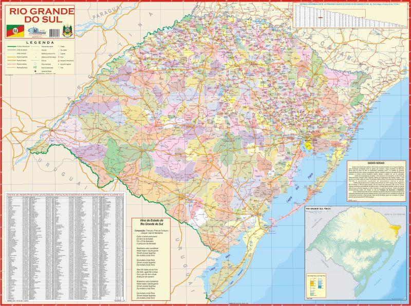 Mapa Politico E Rodoviario Do Rio Grande Do Sul 1x90 Cm Multimapas Mapas E Atlas Magazine Luiza
