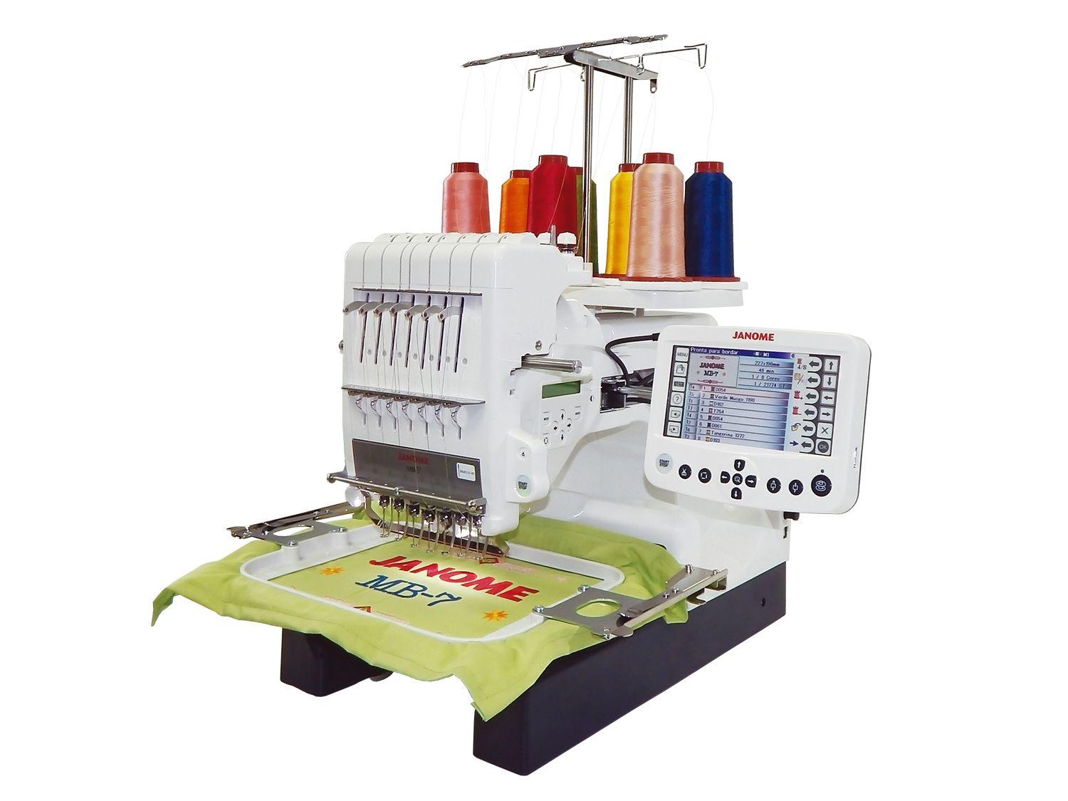 Máquina de Bordar Janome MB7 Semi Industrial Computadorizada 7 Agulhas Máquina de Bordar