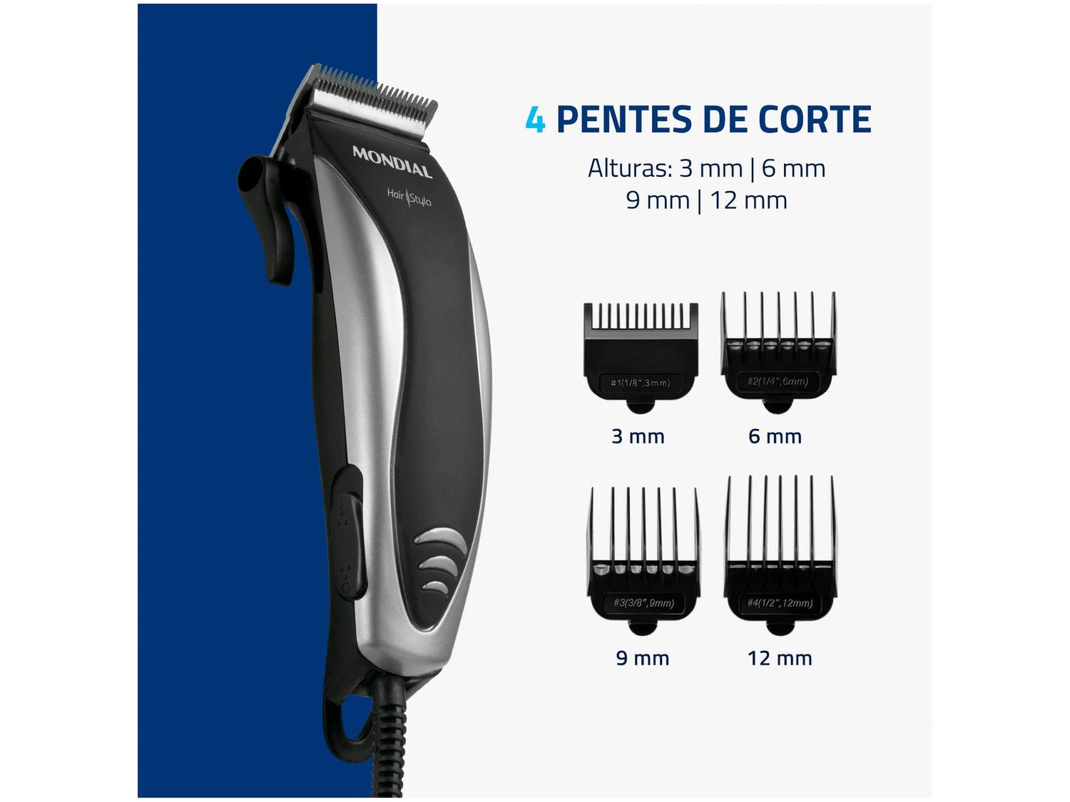 Máquina de Cortar Cabelo Mondial Hair Stylo