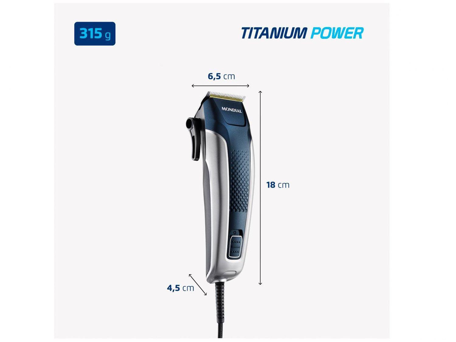 Máquina de Cortar Cabelo Mondial Titanium Power