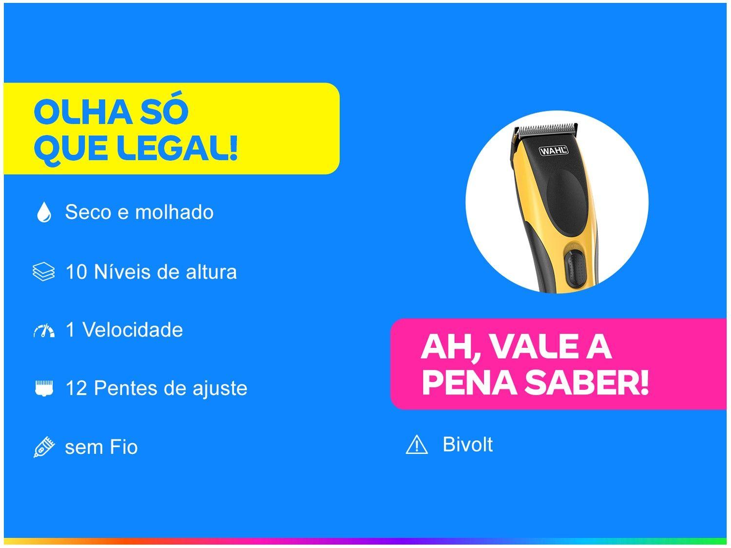 Máquina de Cortar Cabelo Wahl Clipper sem Fio