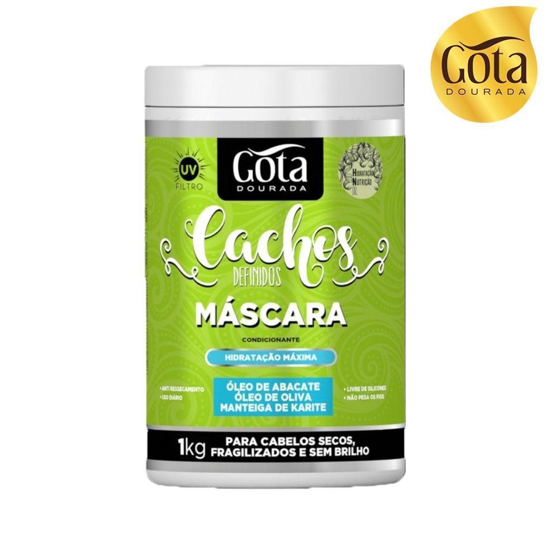 Mascara Hidratante Cachos Definidos Gota Dourada Para Cabelos Cacheados