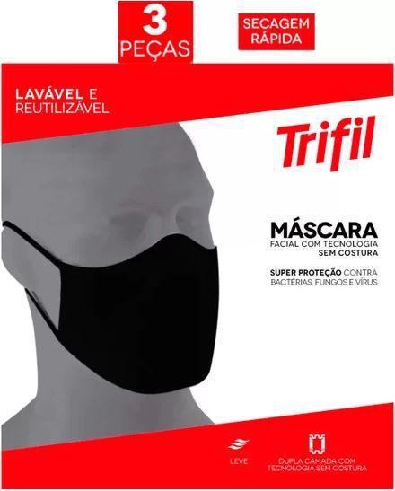 Máscara tecido lavável dupla preta (c/03 unds) trifil - Máscara Facial  Descartável / Reutilizável - Magazine Luiza