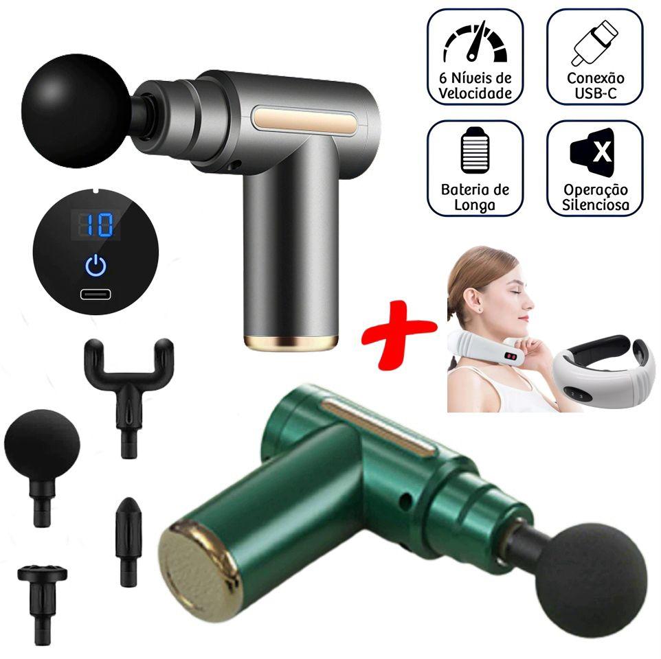 Massageador Elétrico Profissional Muscular + Massageador de Pescoço Shiatsu - Massage Gun - Massagem e Relaxamento - Magazine Luiza