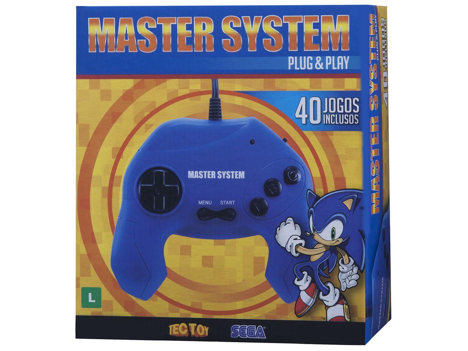Master System Plug and Play Tectoy com 40 Jogos na Memória Master