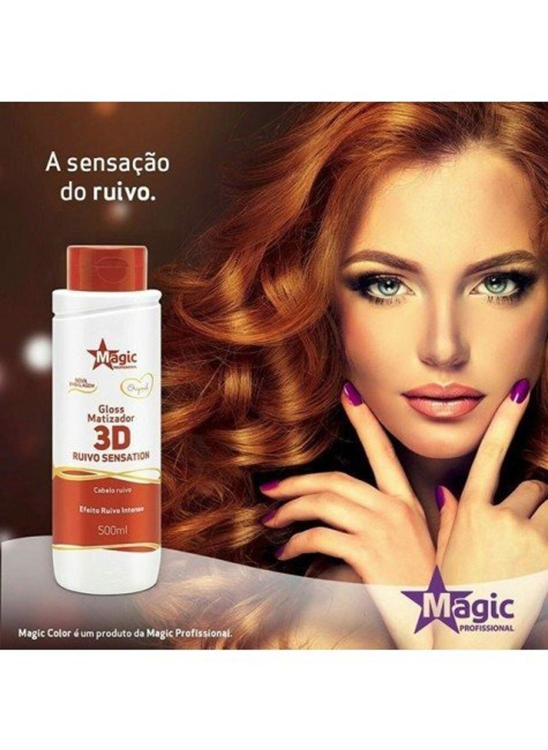 Matizador Gloss 3D Ruivo Sensation Magic Color 500ml - Matizador - Magazine Luiza Matizador Gloss 3D Ruivo Sensation Magic Color 500ml - Matizador - Magazine Luiza