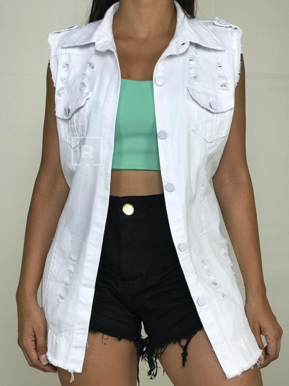 colete jeans feminino preto