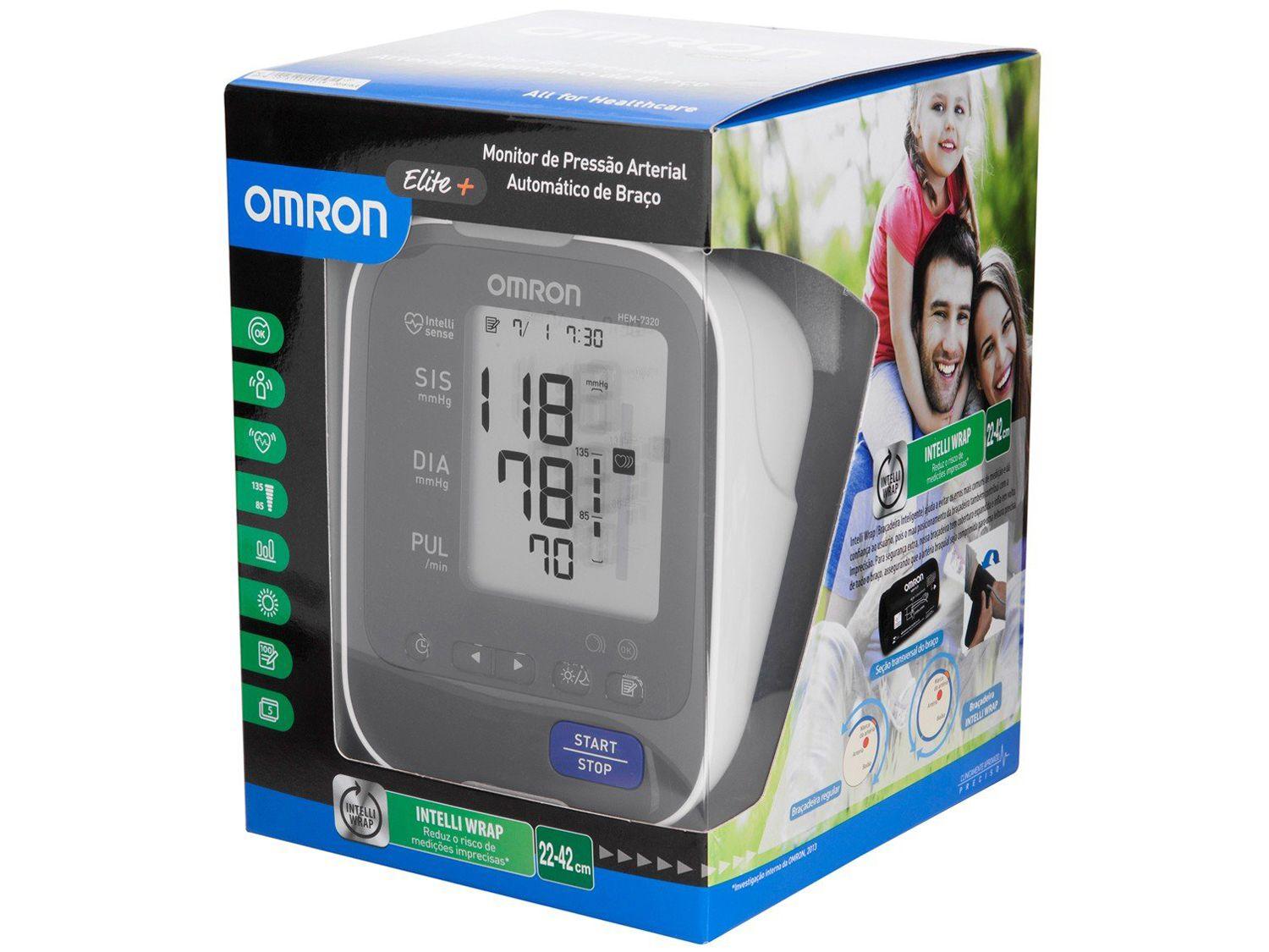 Medidor de Pressão Arterial de Braço Digital Omron Automático ELITE+ HEM-7320