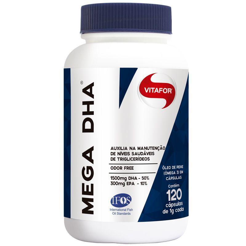 MEGA DHA Vitafor 120 Capsulas Ômega 3 DHA Alta Concentração Ômega 3