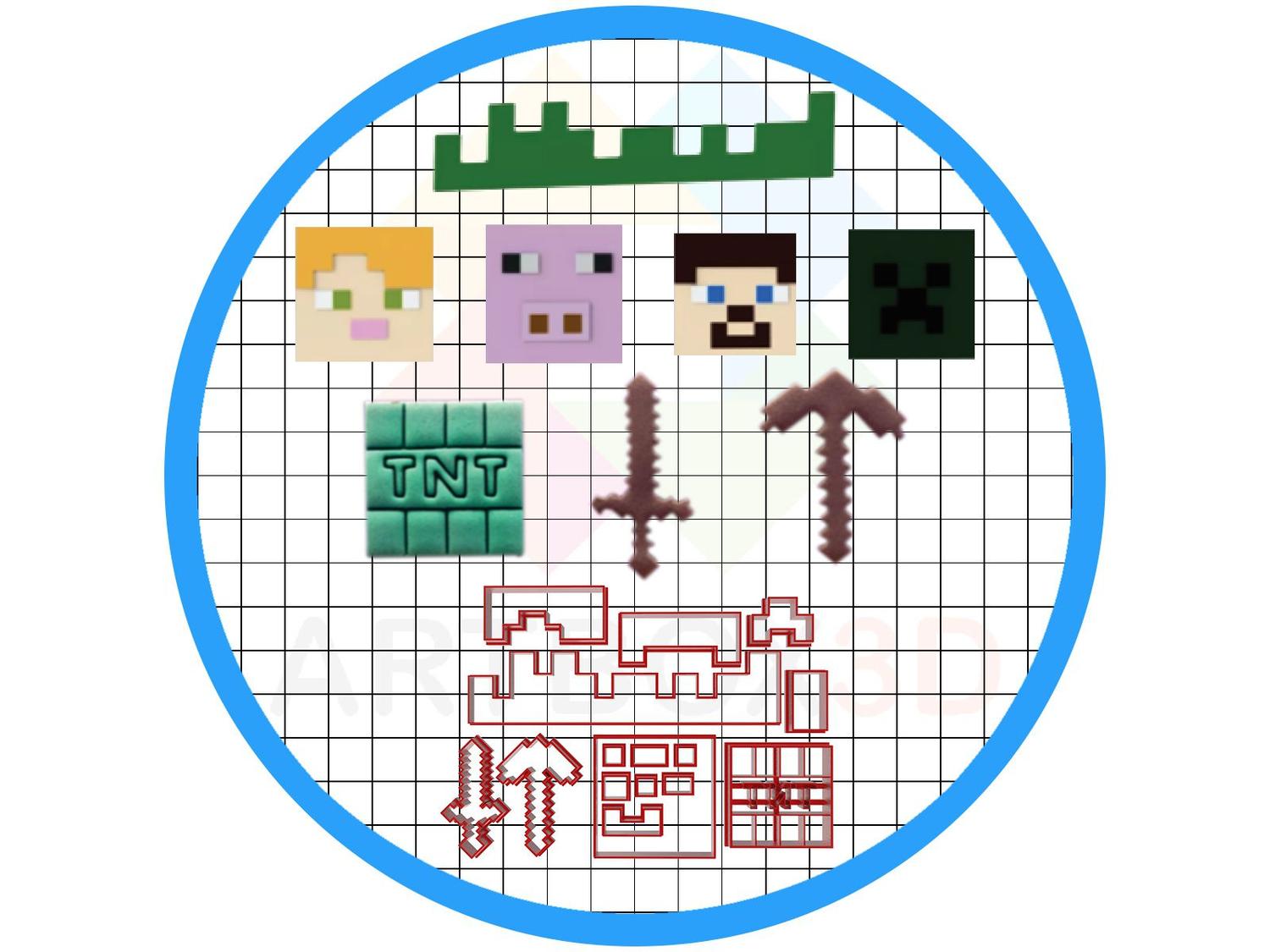 Mega Kit Cortador De Biscoito Tema Minecraft Pasta Americana Artbox3d Moldes E Ferramentas Para Biscuit Magazine Luiza