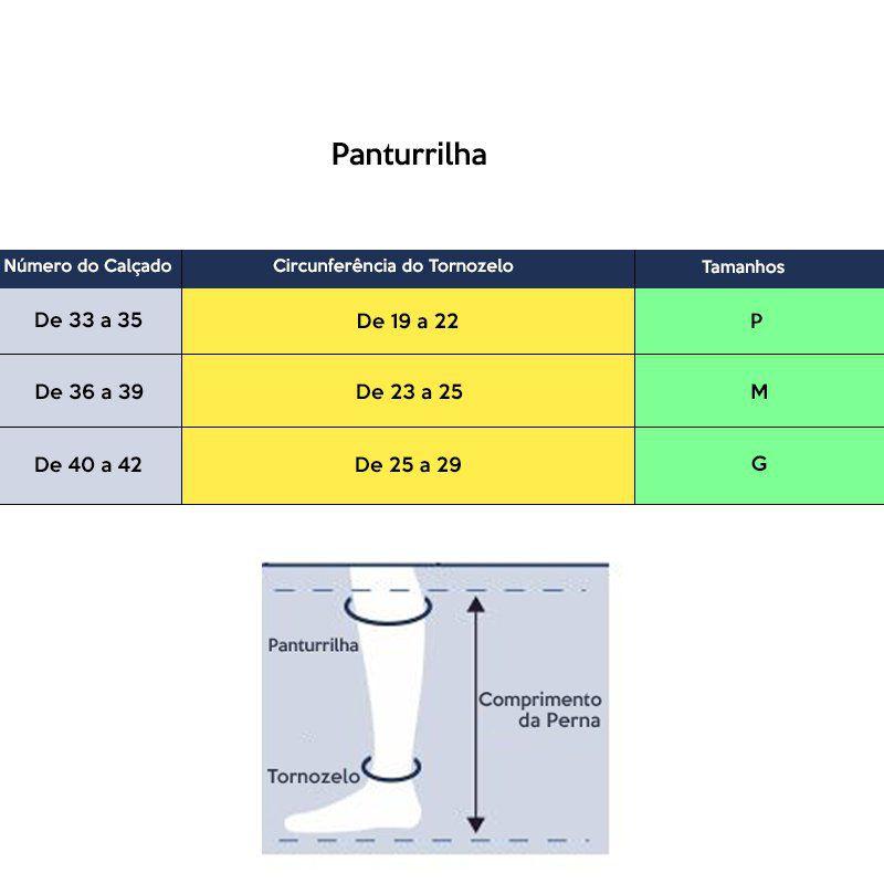 Meia Elástica Média Compressão Panturrilha 3/4 sem ponteira 20-30mmHg