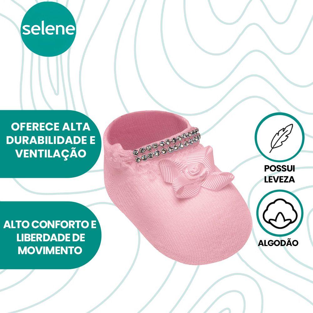 Meia Sapatinho Bebê Recém Nascido Strass Selene Bolsas e