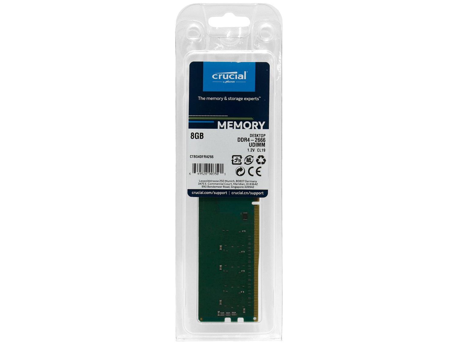 Memória 8GB Desktop DDR4 2666MHZ Udimm Crucial CT8G4DFRA266 - Memória RAM -  Magazine Luiza