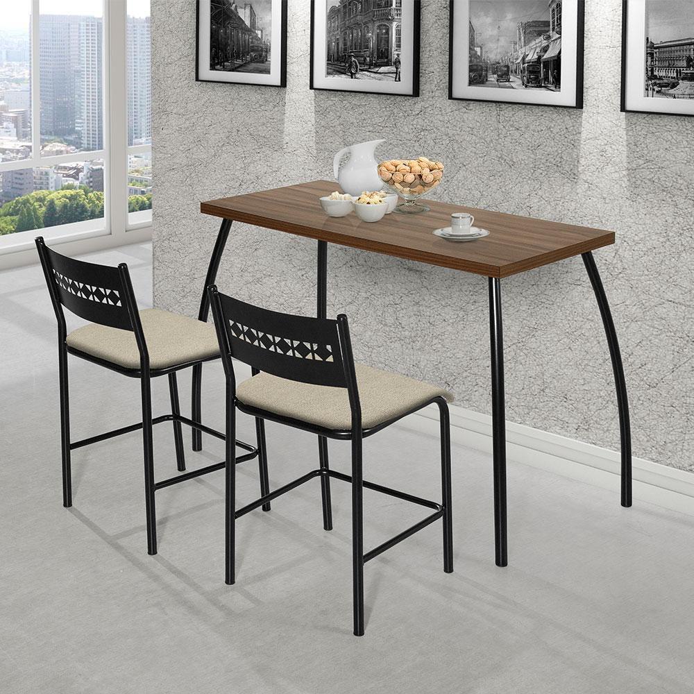Mesa com duas cadeiras Fit flora Preto e Bege - Aço Nobre - Outros ...