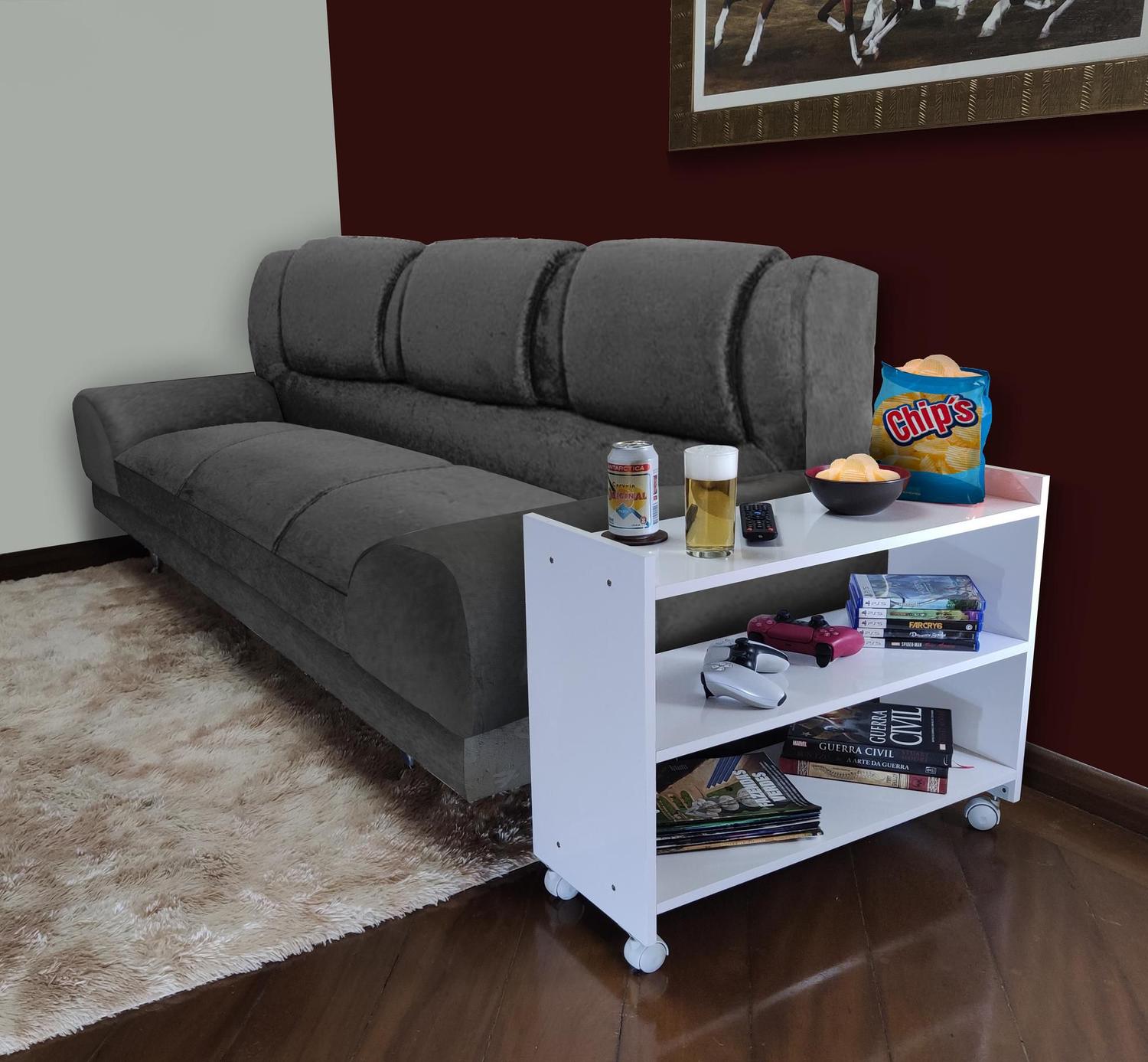 Mufern Bandeja de sofá Clipe na mesa lateral para braço de sofá largo,  bandeja de sofá dobrável com suporte para telefone giratório de 360°, mesa  de apoio de braço para refeições/bebidas/lanches/remoto/cont 