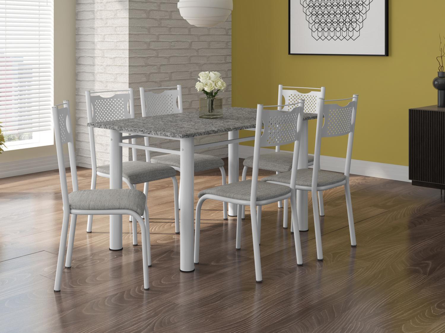 Mesa de Cozinha 6 Cadeiras Retangular Artefamol Perla