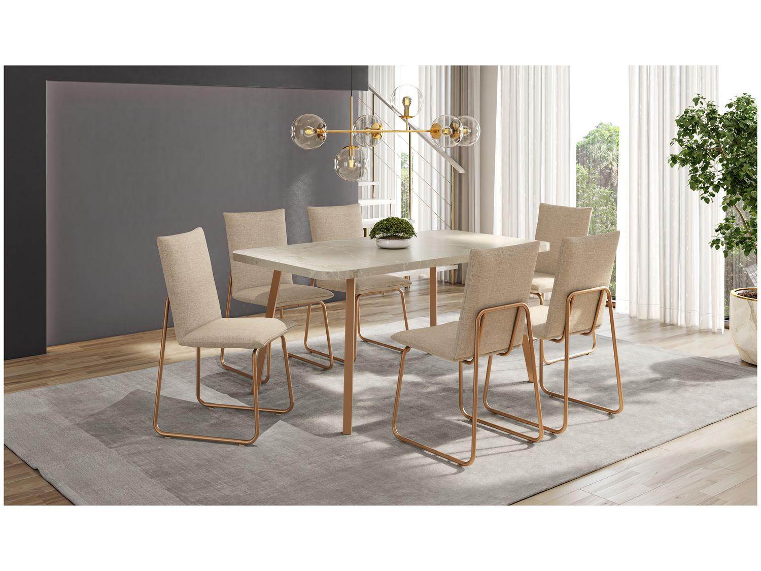 Mesa de Cozinha 6 Cadeiras Retangular Bruna Carraro