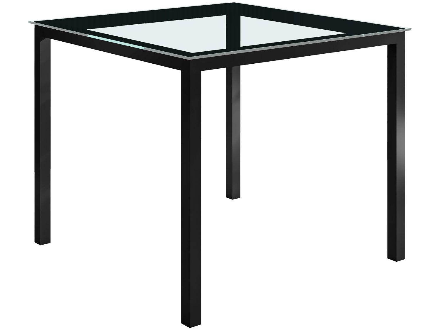 Mesa de Jantar 4 Cadeiras Quadrada Preta Tampo de Vidro Artefamol Florença