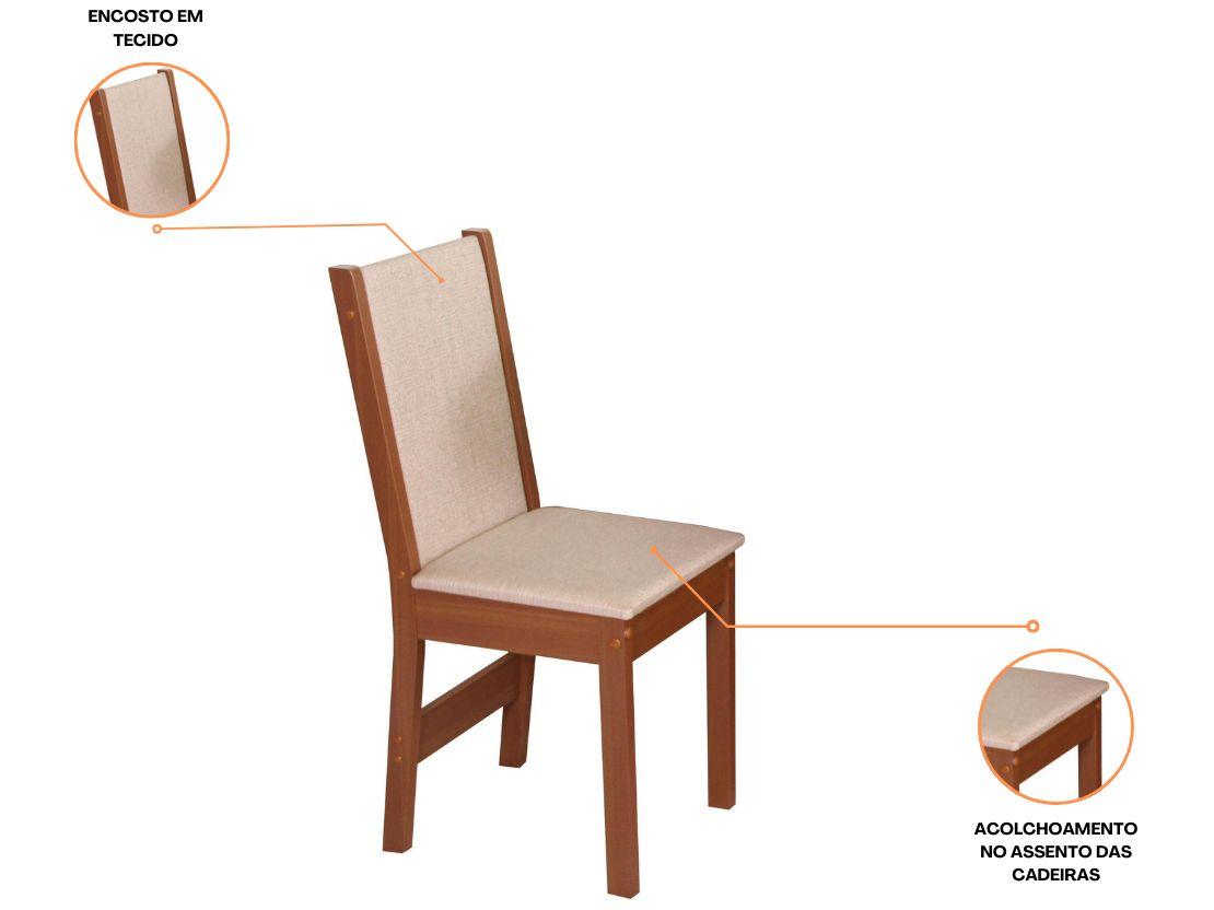 Mesa de Jantar 4 Cadeiras Redonda Naturalle e Off-White Elane Móveis São Carlos