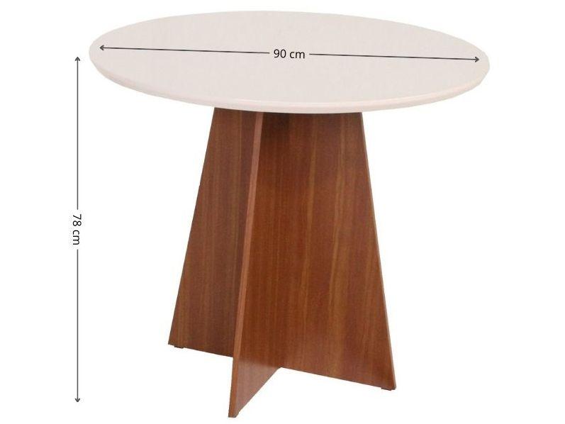 Mesa de Jantar 4 Cadeiras Redonda Naturalle e Off-White Elane Móveis São Carlos