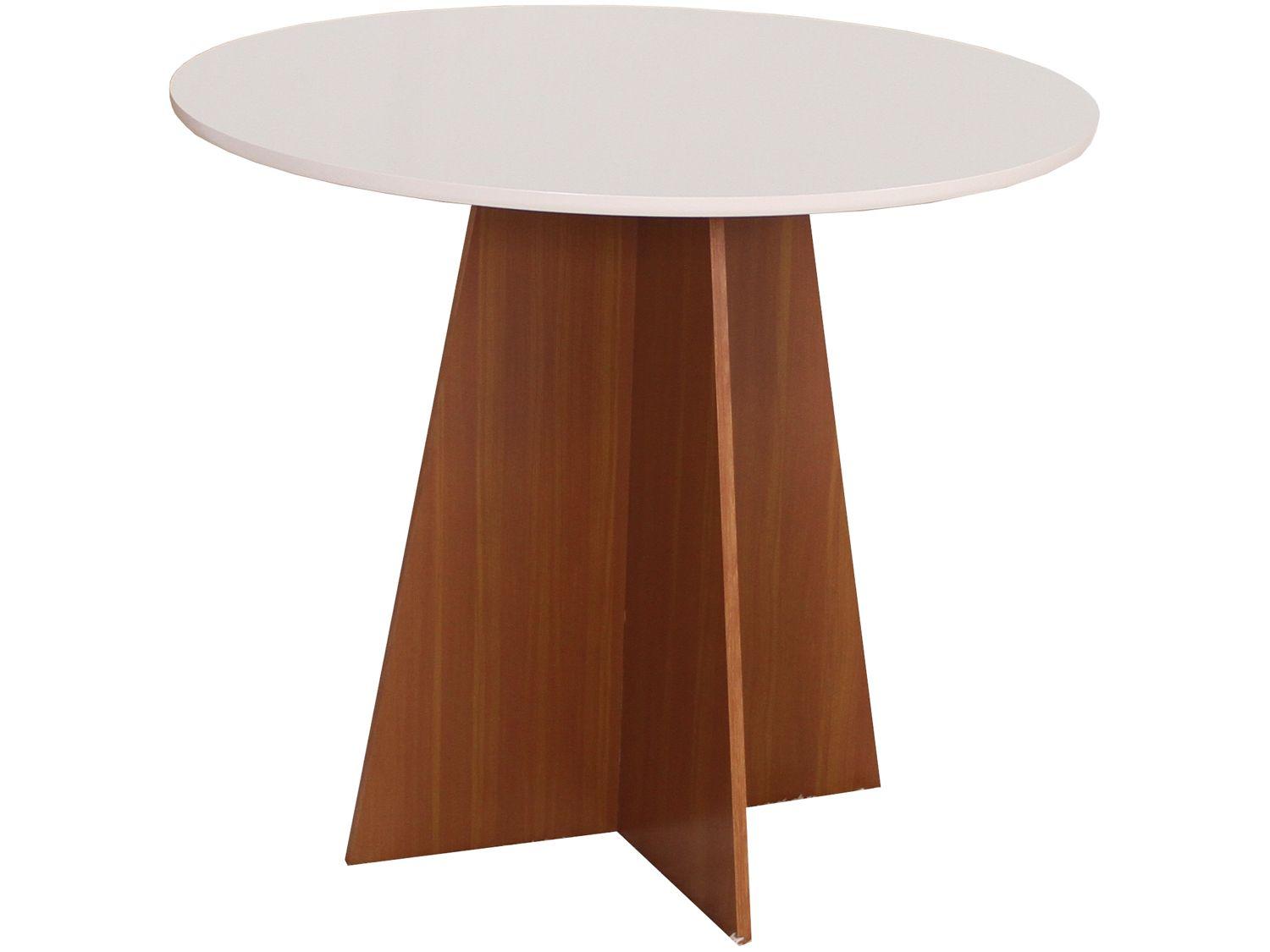 Mesa de Jantar 4 Cadeiras Redonda Naturalle e Off-White Elane Móveis São Carlos