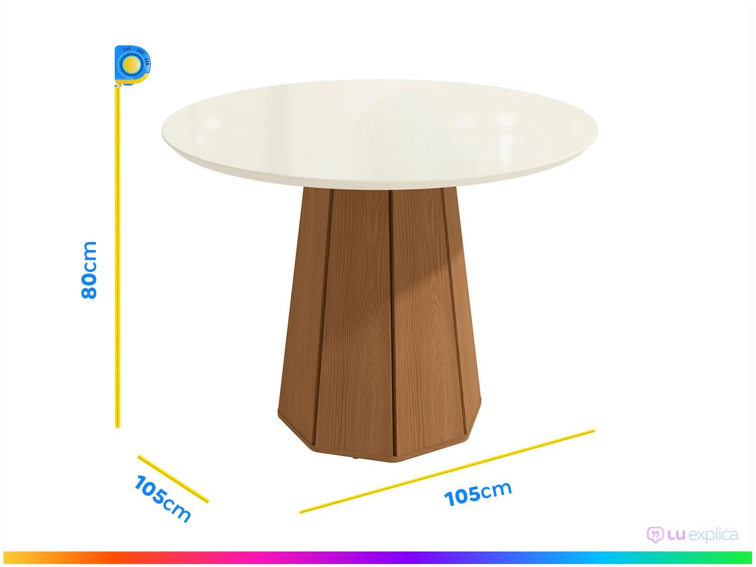 Mesa de Jantar 4 Cadeiras Redonda Tampo de MDF com Vidro Moscato Kappesberg
