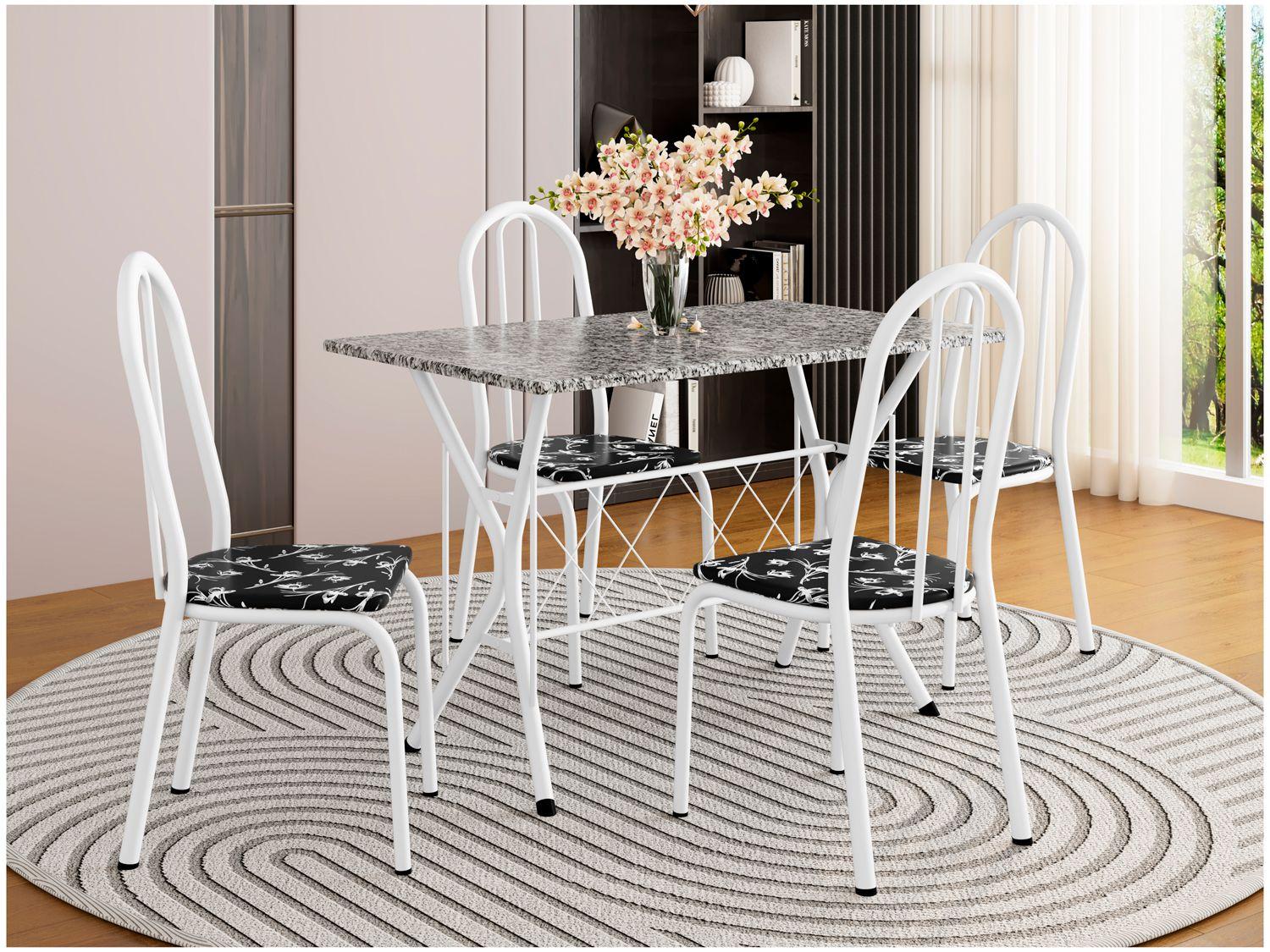 Mesa de Jantar 4 Cadeiras Retangular Branca Artefamol Ravena