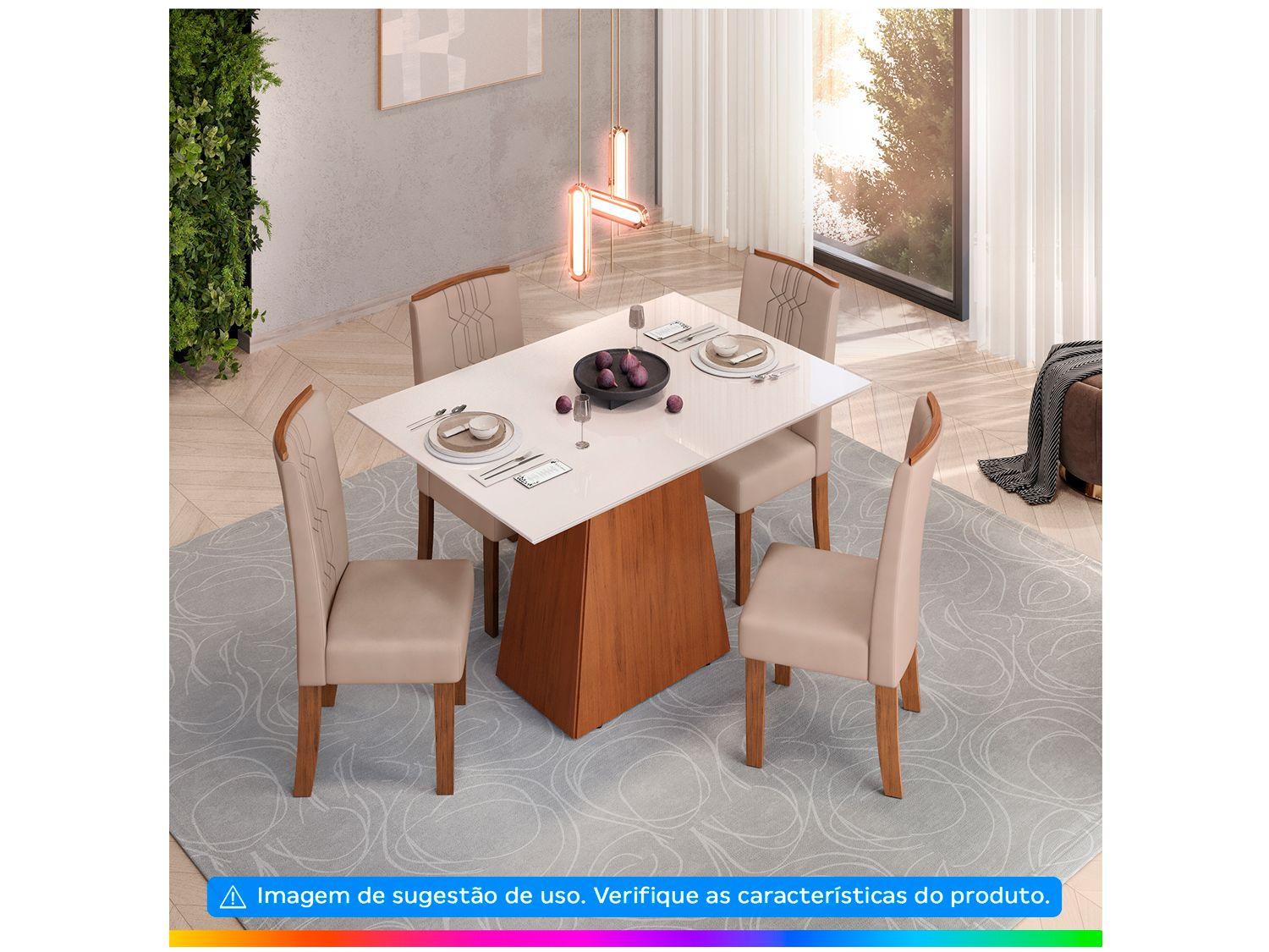 Mesa de Jantar 4 Cadeiras Retangular Freijo e Off DJ Móveis Copenhague