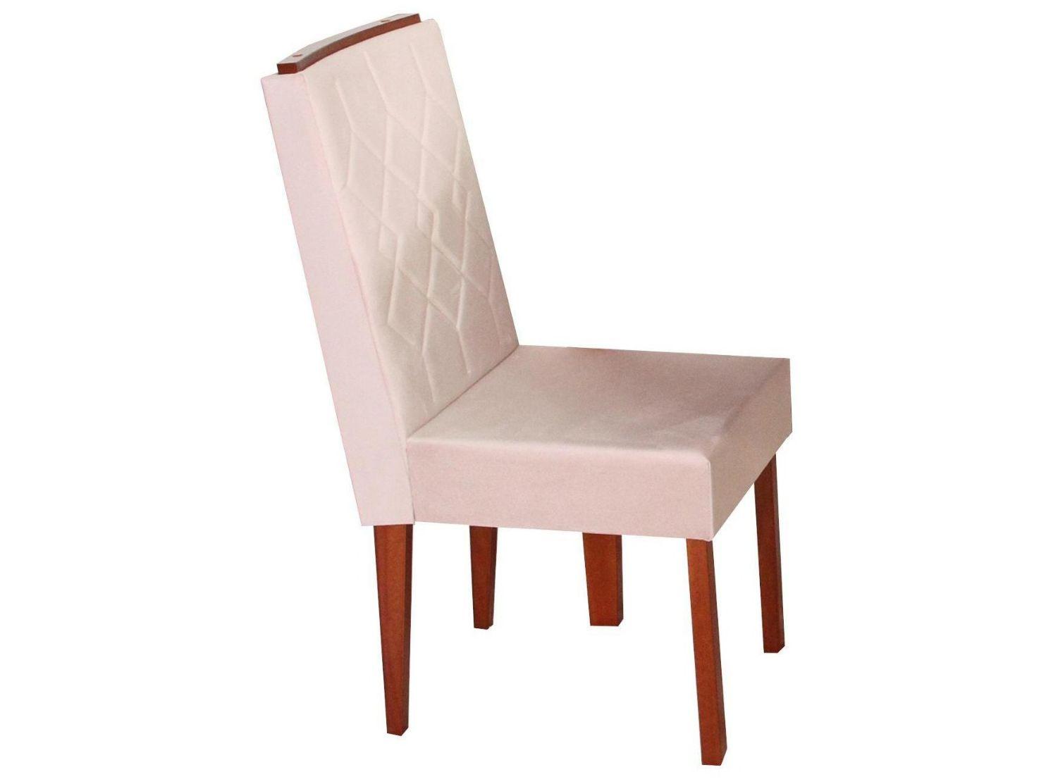 Mesa de Jantar 4 Cadeiras Retangular Madeira Maciça Mel e Off-White Tampo de Vidro Abeille Móveis São Carlos
