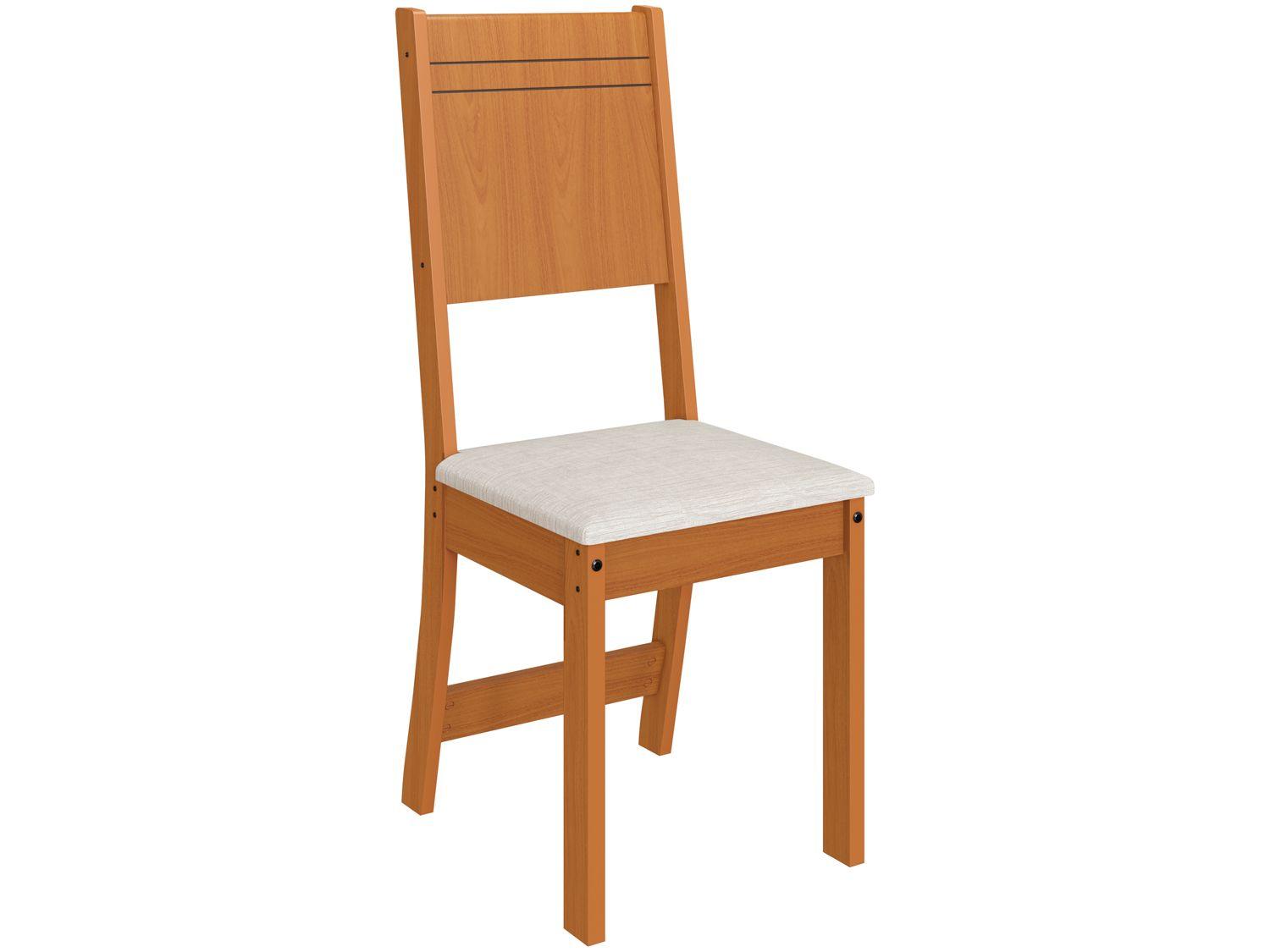 Mesa de Jantar 4 Cadeiras Retangular Noce e Off White Indekes Cristal