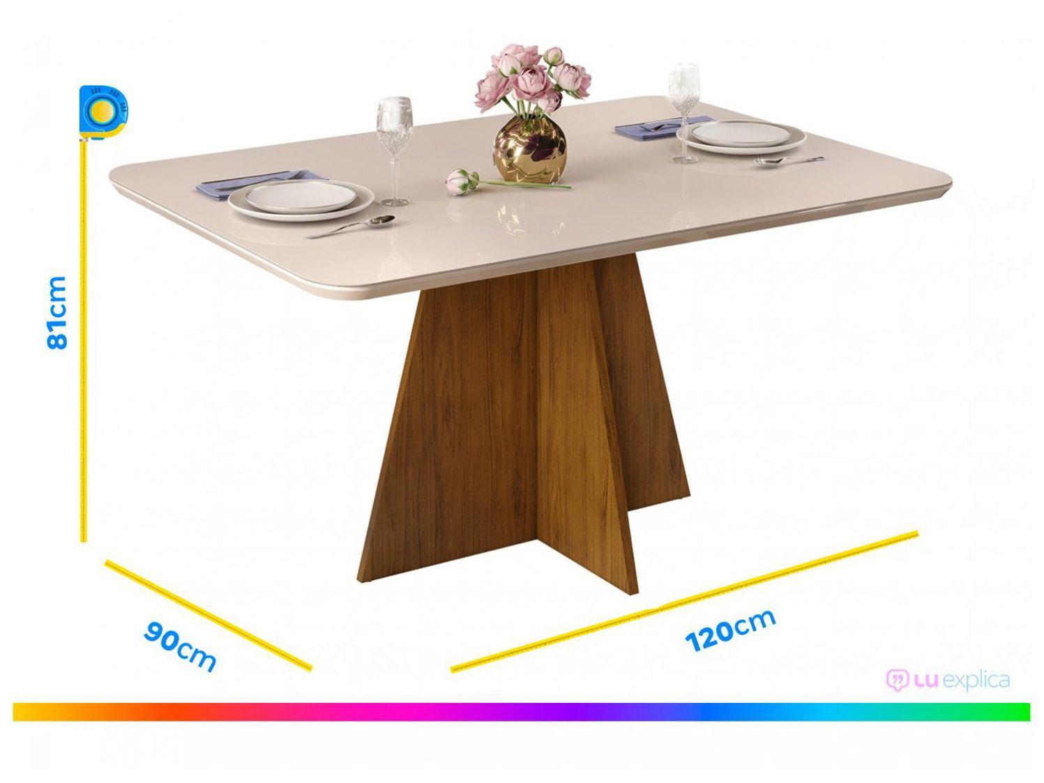 Mesa de Jantar 4 Cadeiras Retangular Off White e Lunar DJ Móveis Siena